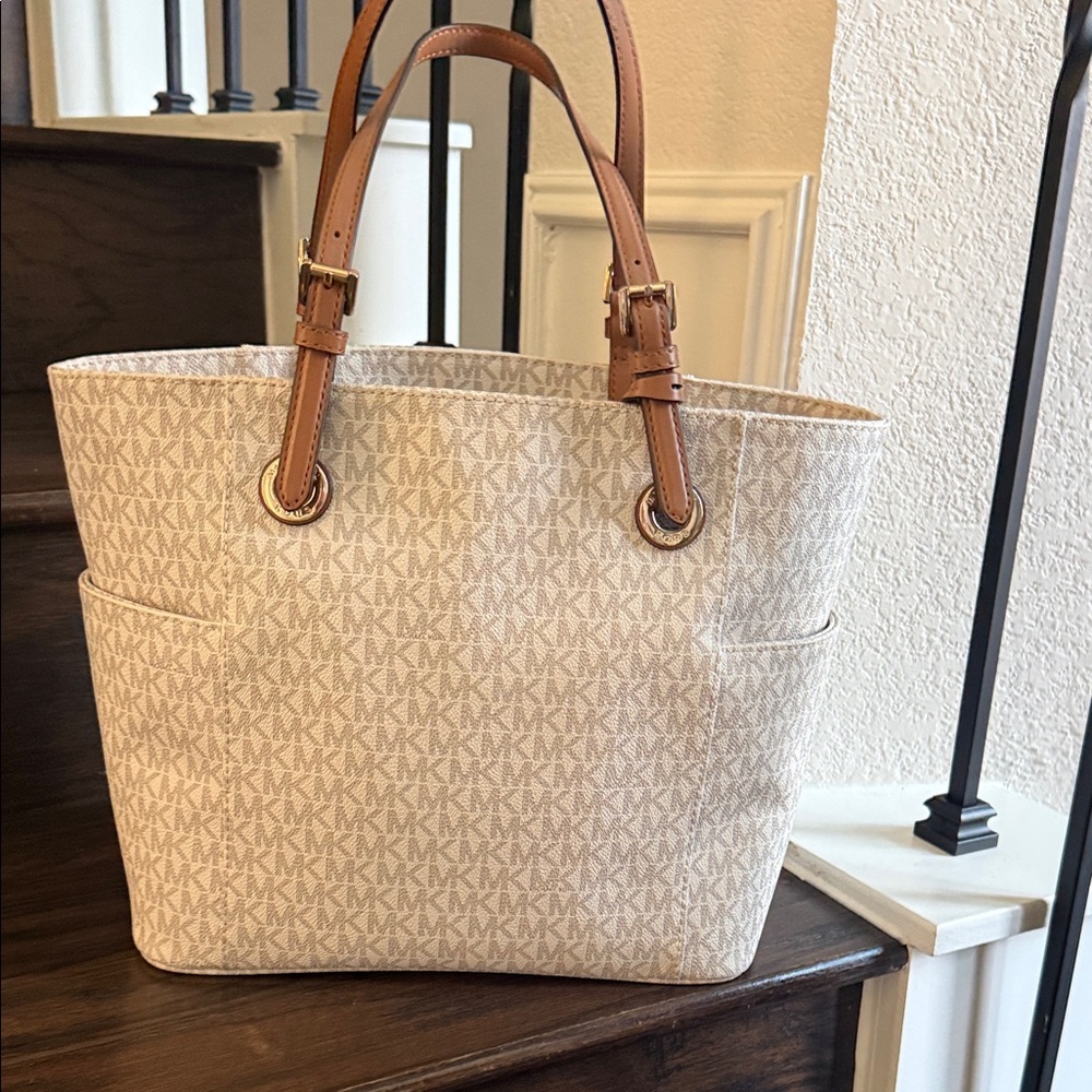 Michael Kors Beige and Tan Tote Bag